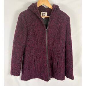 Anne Klein Purple Black Marled Tweed Coat Size Medium